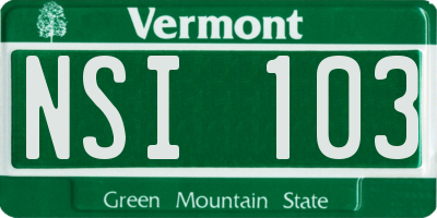 VT license plate NSI103