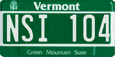 VT license plate NSI104