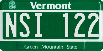 VT license plate NSI122