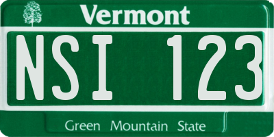 VT license plate NSI123