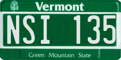 VT license plate NSI135