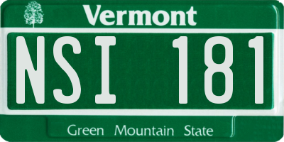 VT license plate NSI181