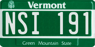 VT license plate NSI191