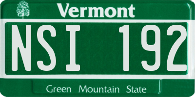 VT license plate NSI192