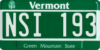 VT license plate NSI193