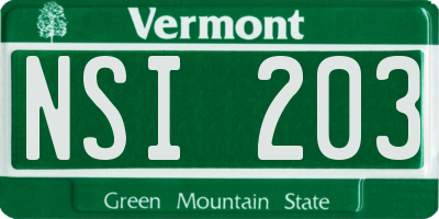 VT license plate NSI203