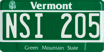 VT license plate NSI205