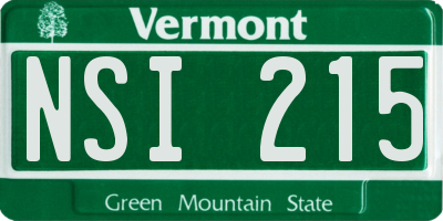 VT license plate NSI215