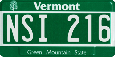 VT license plate NSI216