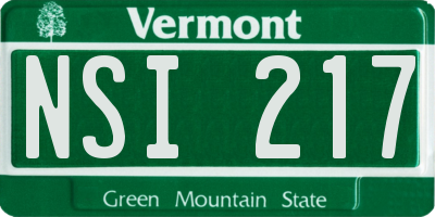 VT license plate NSI217