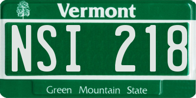 VT license plate NSI218