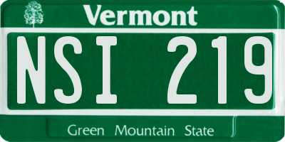 VT license plate NSI219