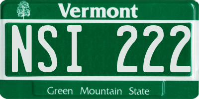 VT license plate NSI222