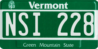 VT license plate NSI228