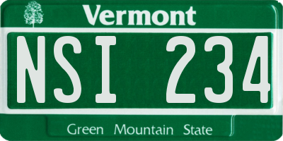 VT license plate NSI234