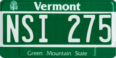 VT license plate NSI275