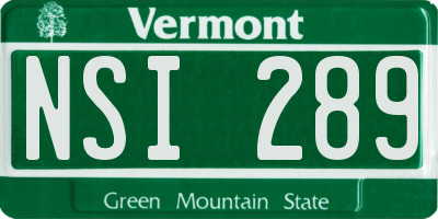 VT license plate NSI289