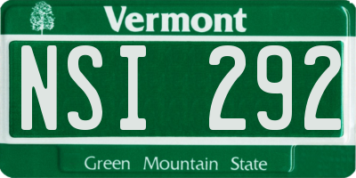 VT license plate NSI292