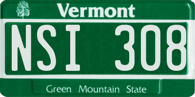 VT license plate NSI308