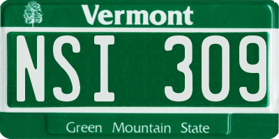 VT license plate NSI309