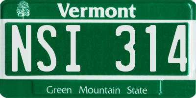 VT license plate NSI314