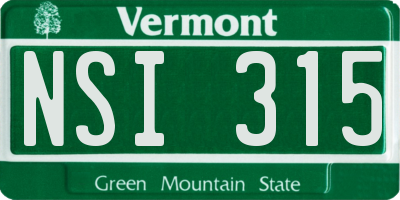 VT license plate NSI315