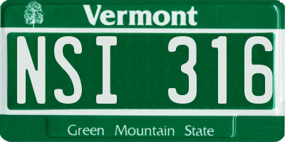 VT license plate NSI316
