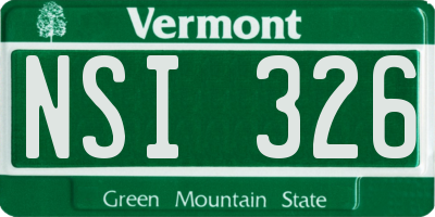 VT license plate NSI326