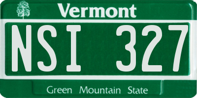 VT license plate NSI327