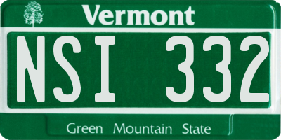 VT license plate NSI332