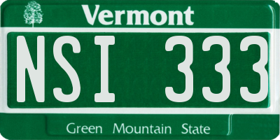 VT license plate NSI333