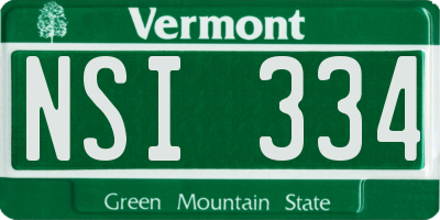 VT license plate NSI334
