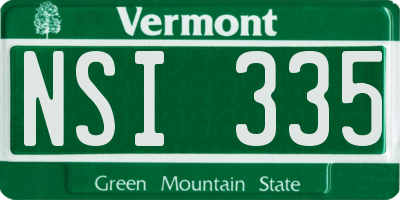 VT license plate NSI335