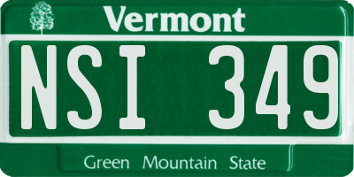 VT license plate NSI349