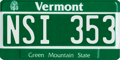 VT license plate NSI353