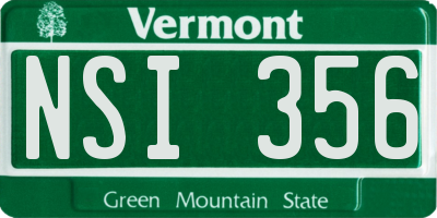 VT license plate NSI356