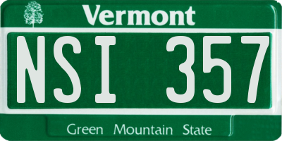 VT license plate NSI357