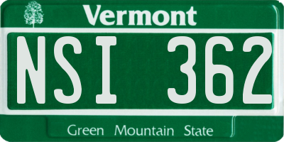VT license plate NSI362