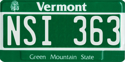 VT license plate NSI363
