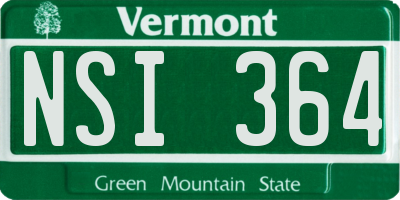 VT license plate NSI364