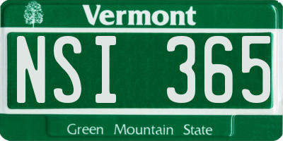 VT license plate NSI365