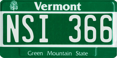 VT license plate NSI366