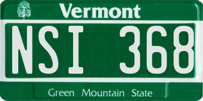 VT license plate NSI368