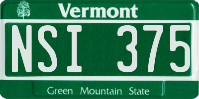 VT license plate NSI375