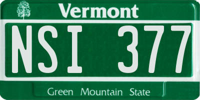 VT license plate NSI377