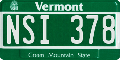 VT license plate NSI378