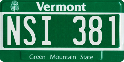 VT license plate NSI381