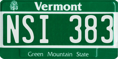 VT license plate NSI383