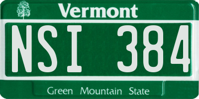 VT license plate NSI384