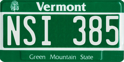 VT license plate NSI385